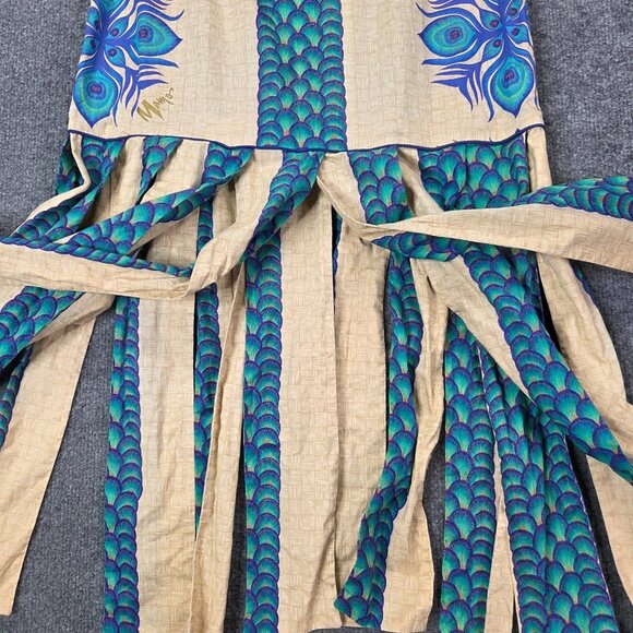 Vintage MAMO HOWELL Hawaiian Aloha Tropical Maxi Muumuu Dress Peacock Fringe 8 - Picture 7 of 15